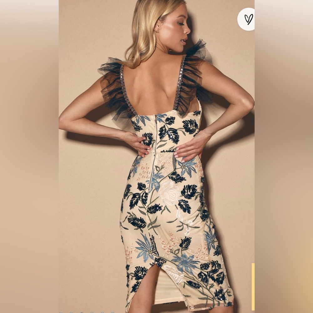 Bronx and Banco Tunisia Floral Embroidered Sequin Dress. - Picture 3 of 10